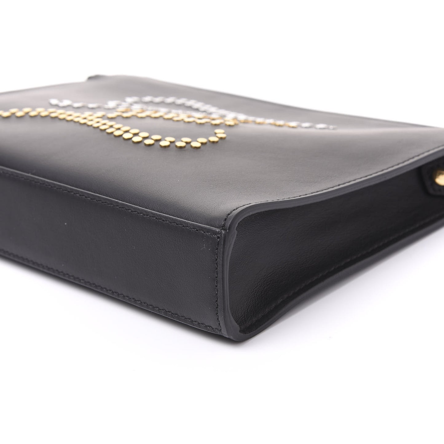 Vitello Grace Studded Karligraphy Pouch Black