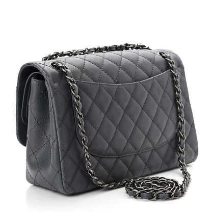 Chanel Washed Caviar Quilted Jumbo Double Flap Dark Grey 3 of 10