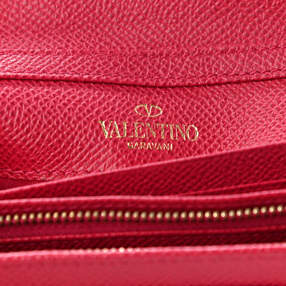 Valentino Garavani Grained Calfskin Wallet On Chain Red 6 of 9