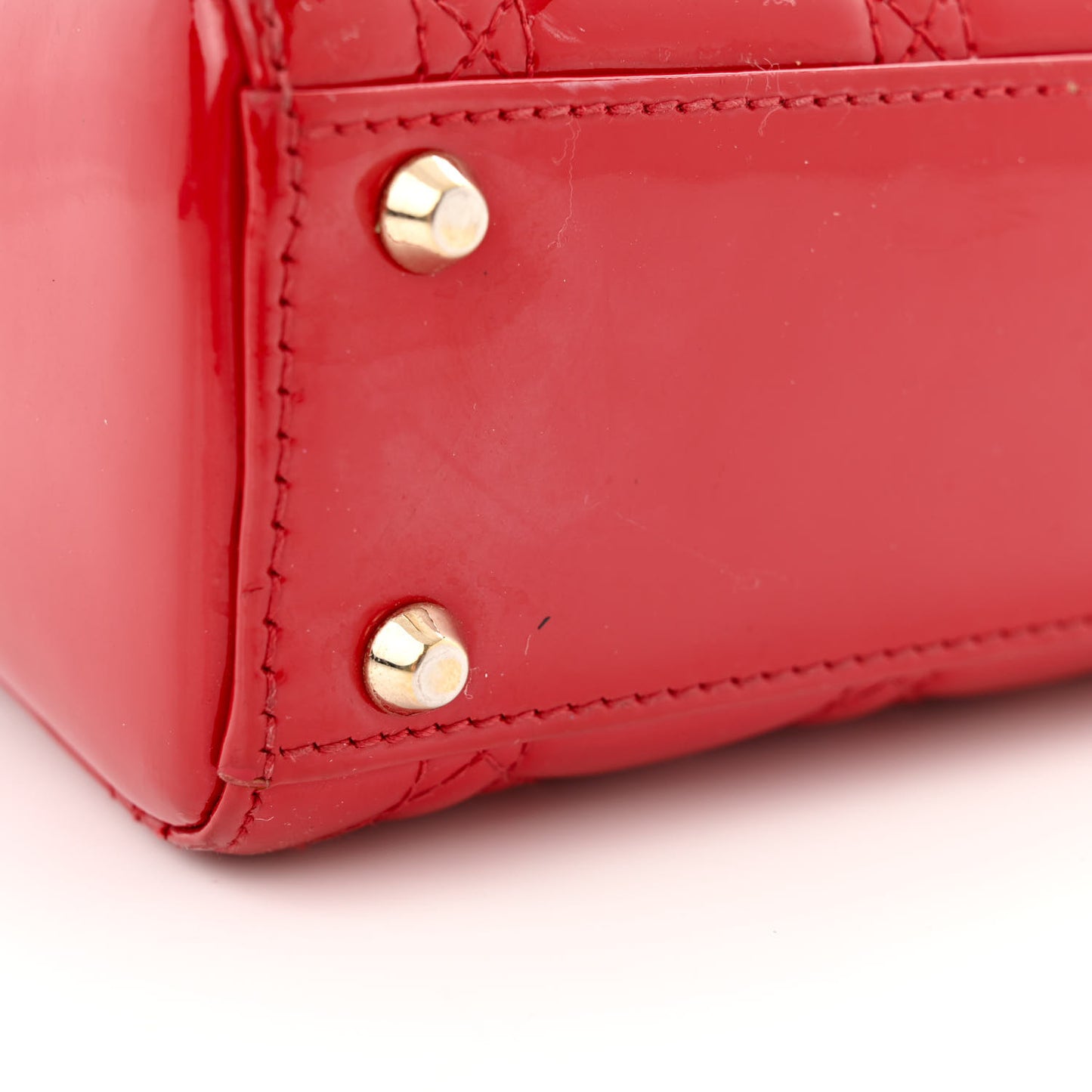 Patent Cannage Mini Lady Dior Red