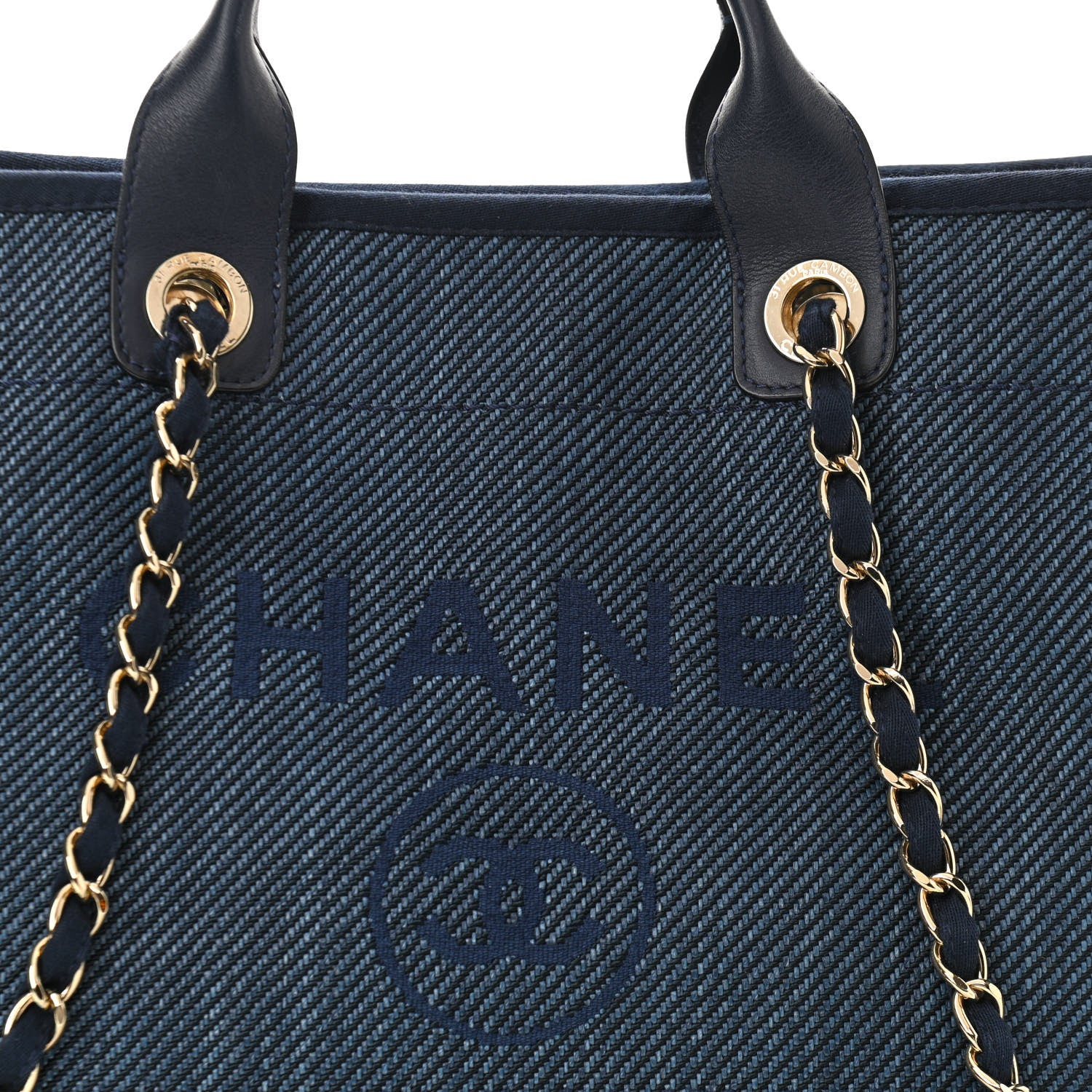 Chanel Mixed Fibers Calfskin Medium Deauville Tote Navy Blue 8 of 10