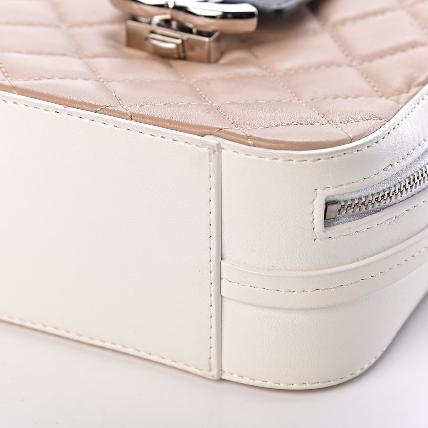Lambskin Quilted Mini CC Box Camera Bag Beige White Black
