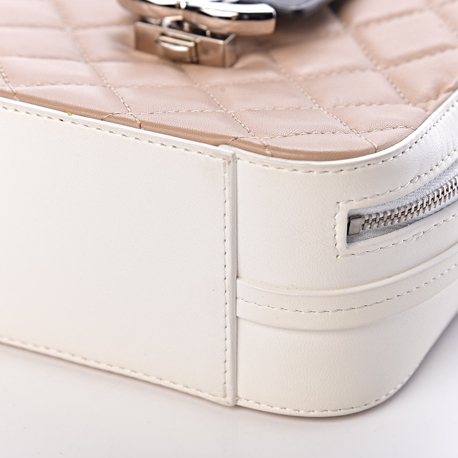 Chanel Lambskin Quilted Mini CC Box Camera Bag Beige White Black 11 of 13