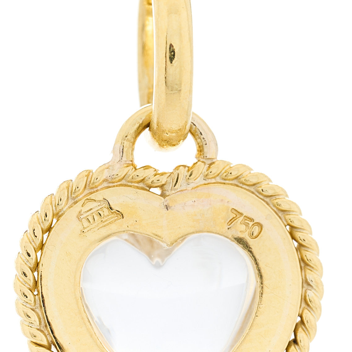18K Yellow Gold Diamond Rock Crystal XS Braided Heart Pendant