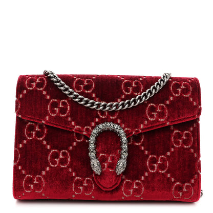 Gucci Velvet GG Monogram Mini Dionysus Chain Wallet Red Cipria 1 of 9