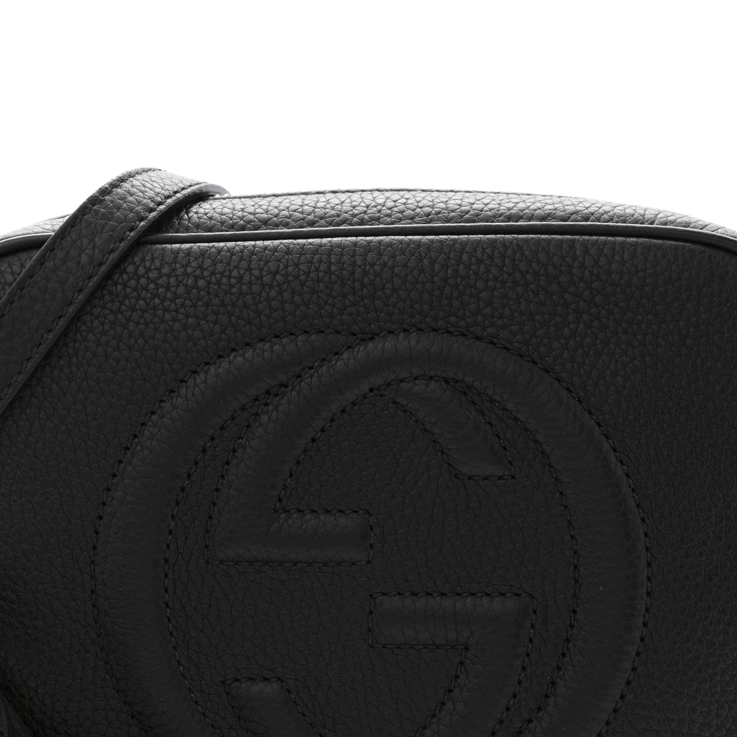 Pebbled Calfskin Small Soho Disco Bag Black