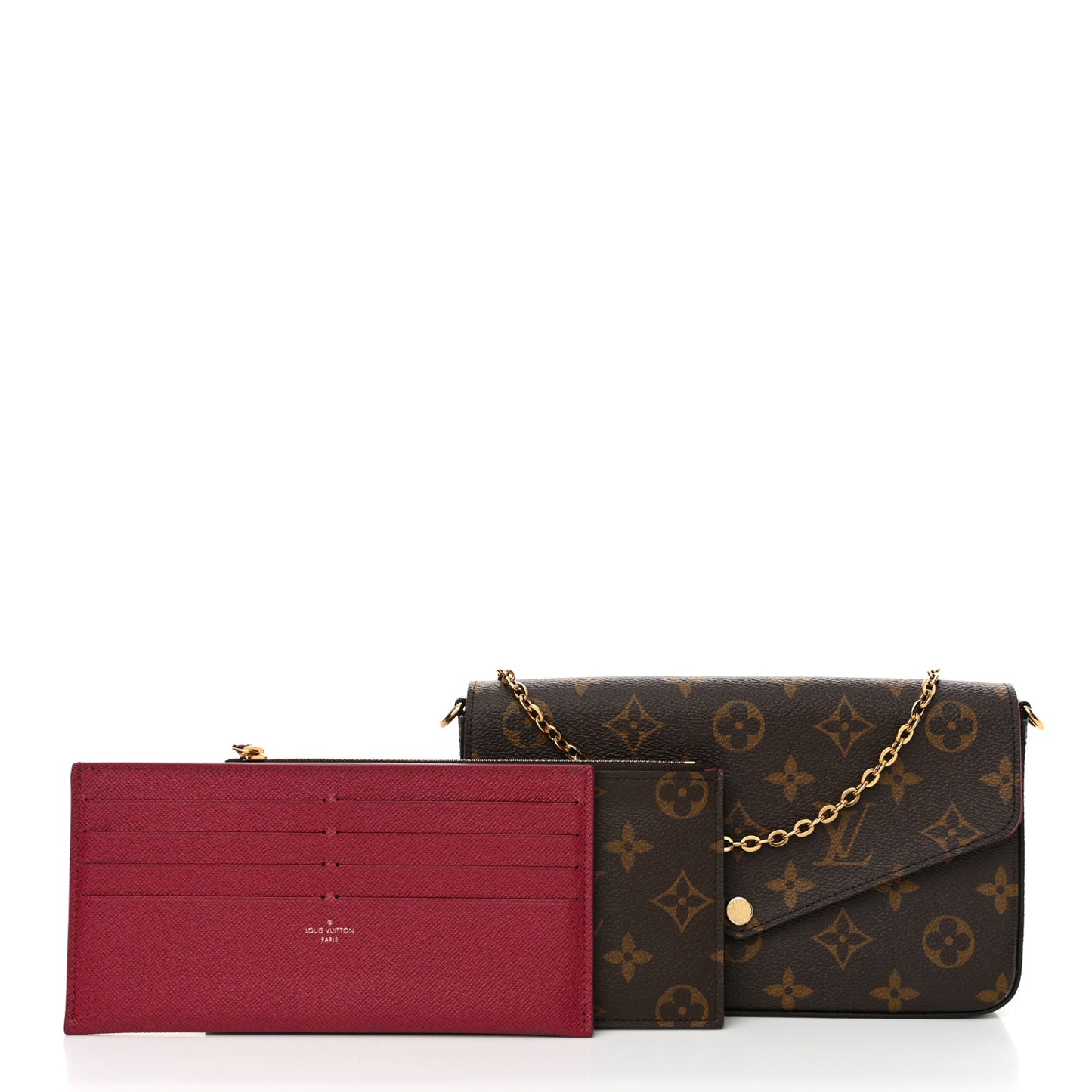 Monogram Pochette Felicie Chain Wallet Fuchsia