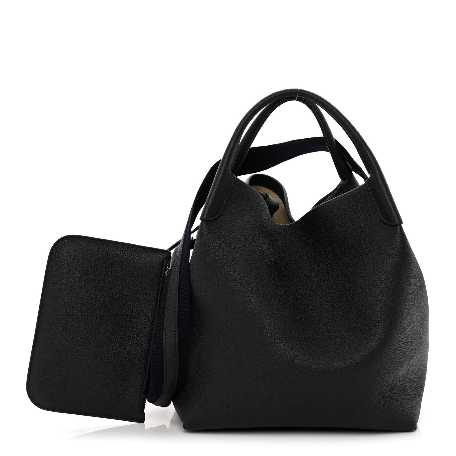 Loro Piana Grained Calfskin Large Bale Bag Navy Blue 3 of 10