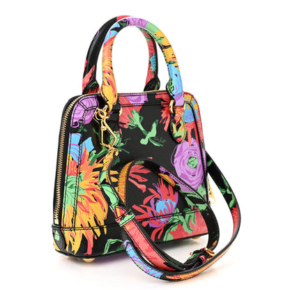 Gucci X KEN SCOTT New Shangai Calfskin Jenny Floral Print Mini Horsebit 1955 Top Handle Bag Black Pink 3 of 10