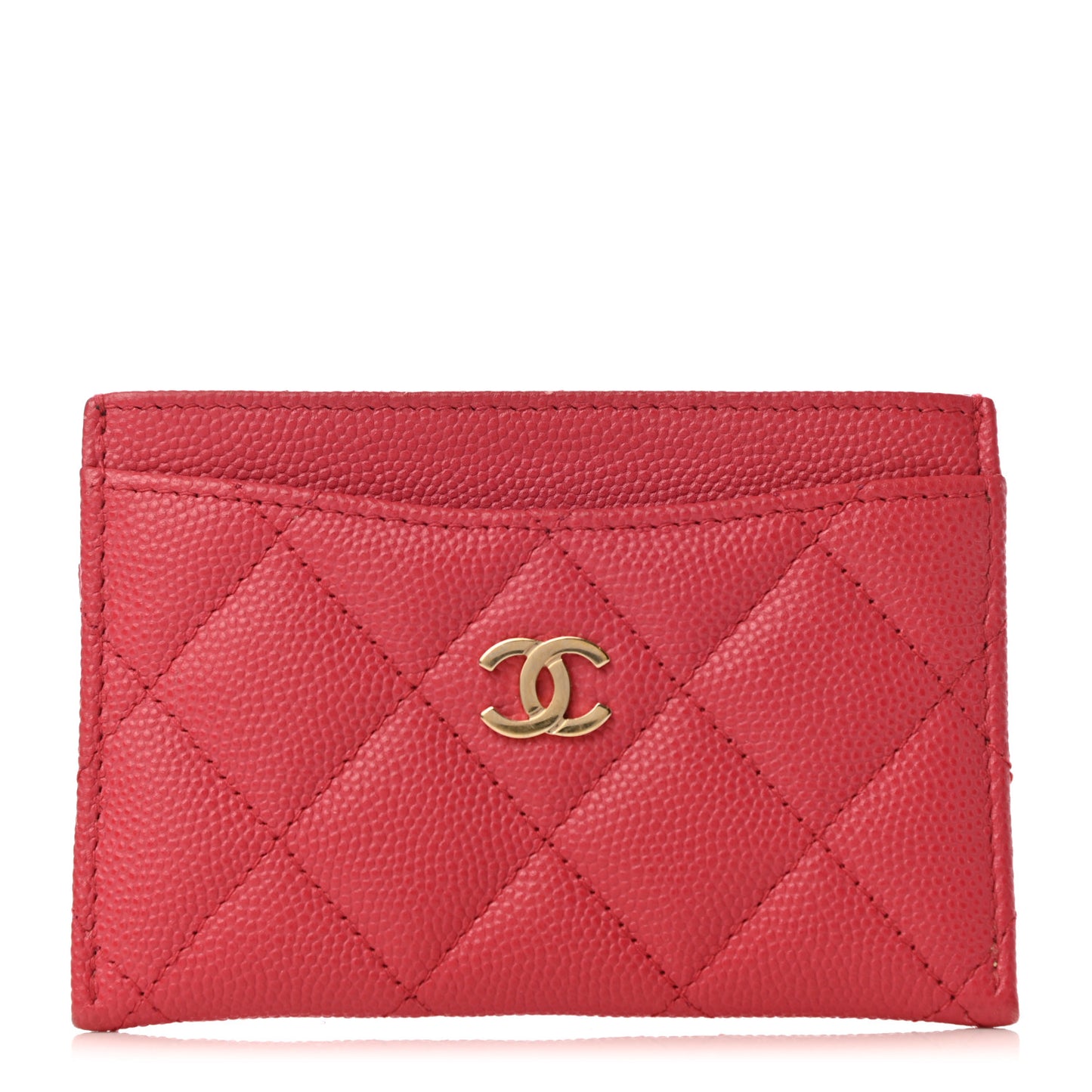 Caviar Quilted Card Holder Red