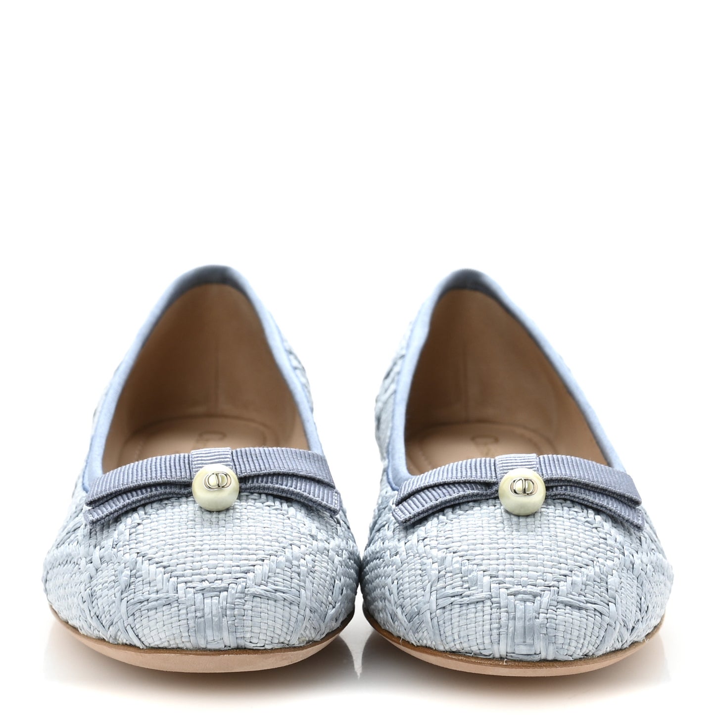 Raffia Cannage Ballet Flat 38 Bleu Pastel