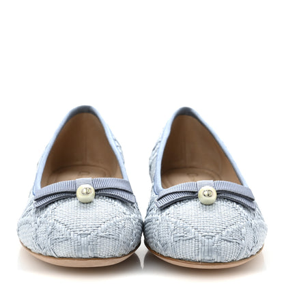 Christian Dior Raffia Cannage Ballet Flat 38 Bleu Pastel 3 of 12