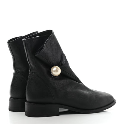 Jimmy Choo Grainy Calfskin Beatrice Flat Boots 38 Black 4 of 7