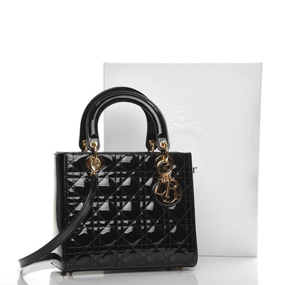 Christian Dior Patent Cannage Medium Lady Dior Black 9 of 9