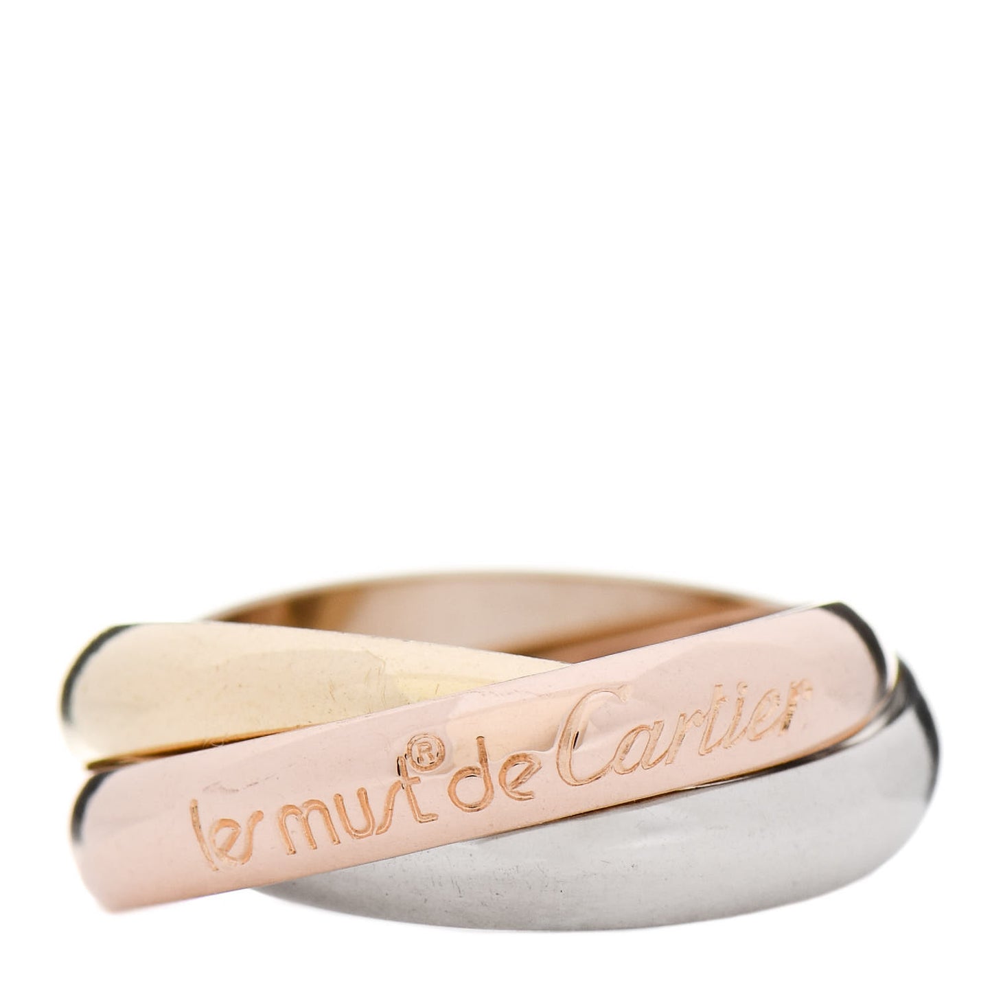 18K Pink Yellow White Gold Classic Les Must De Cartier Trinity Ring 53 6.25