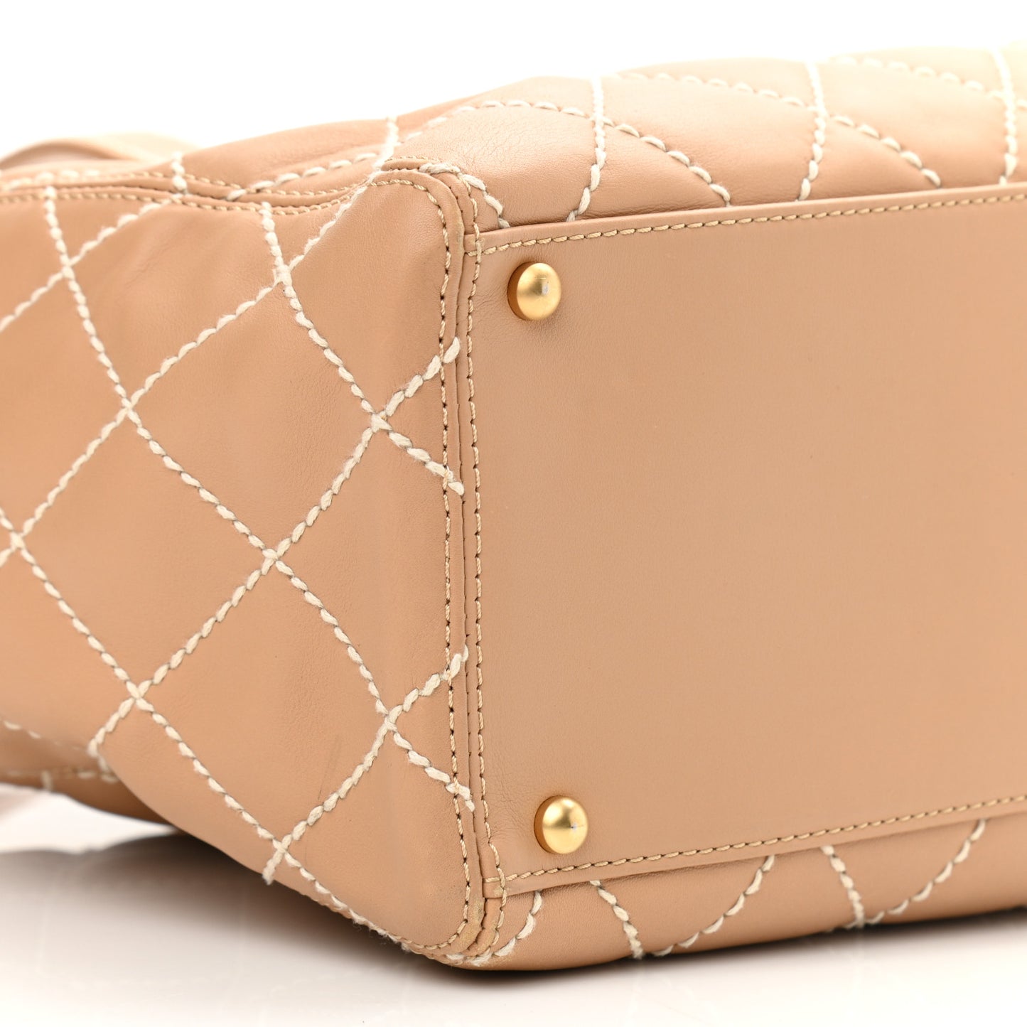 Calfskin Wild Stitch Medium Tote Beige