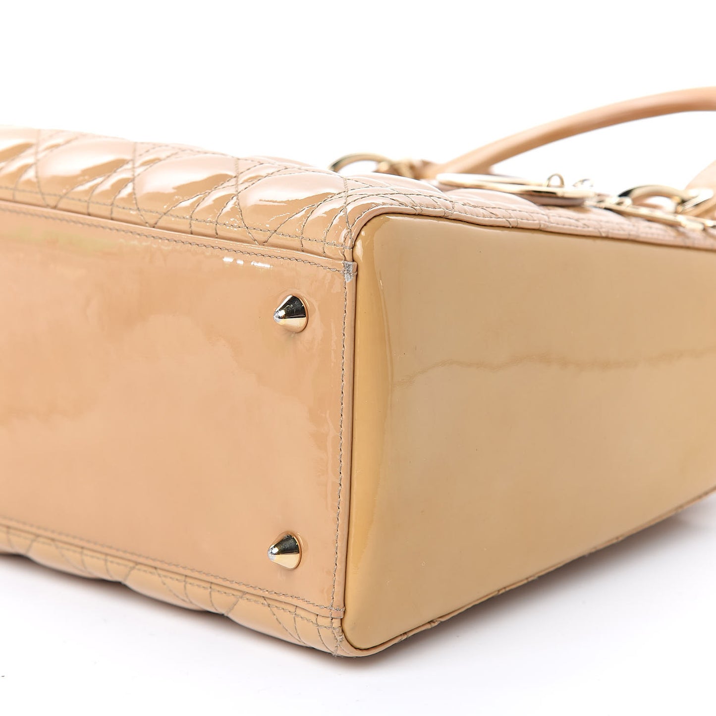 Patent Cannage Medium Lady Dior Beige