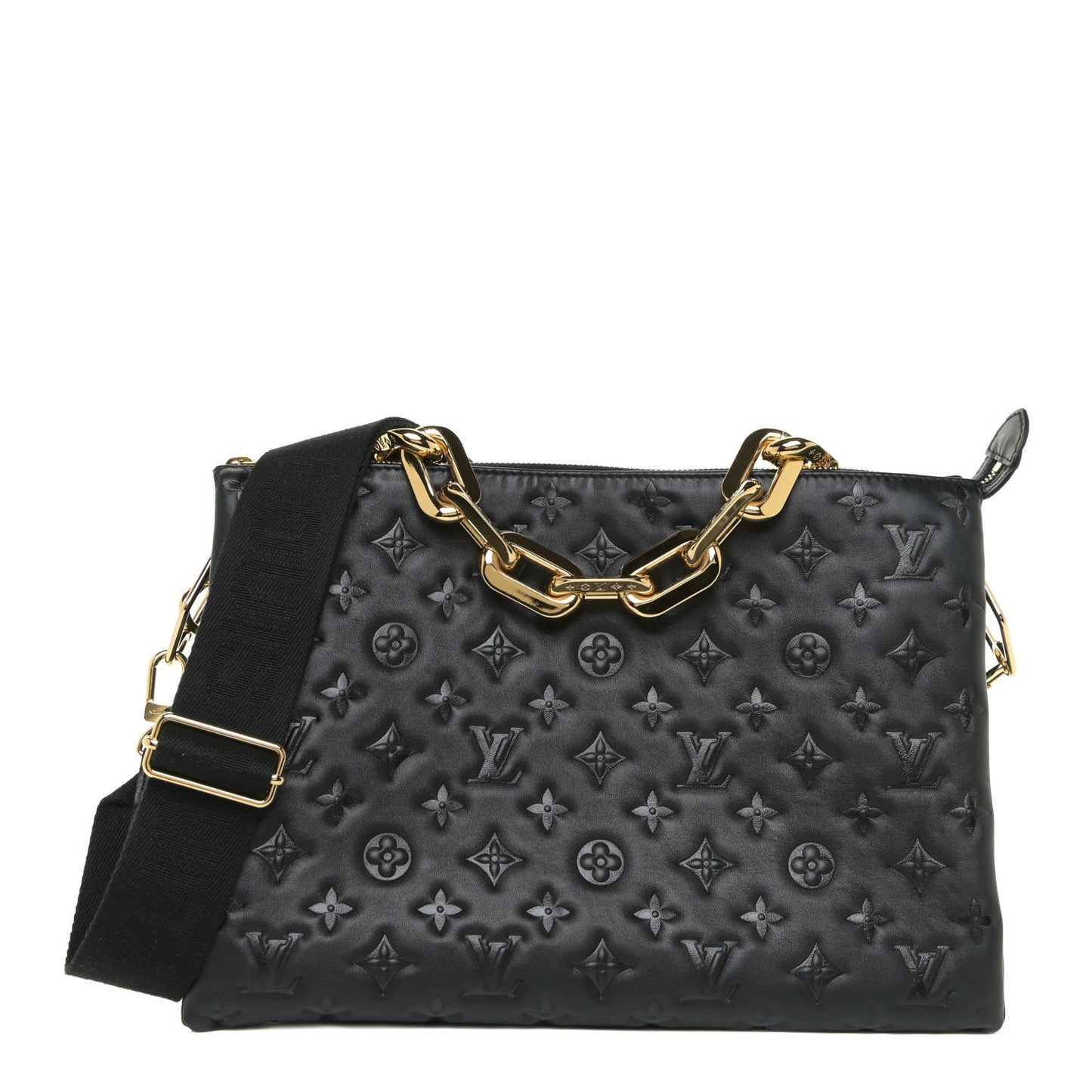 Lambskin Embossed Monogram Coussin MM Black