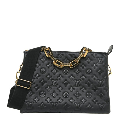 Louis Vuitton Lambskin Embossed Monogram Coussin MM Black 1 of 11