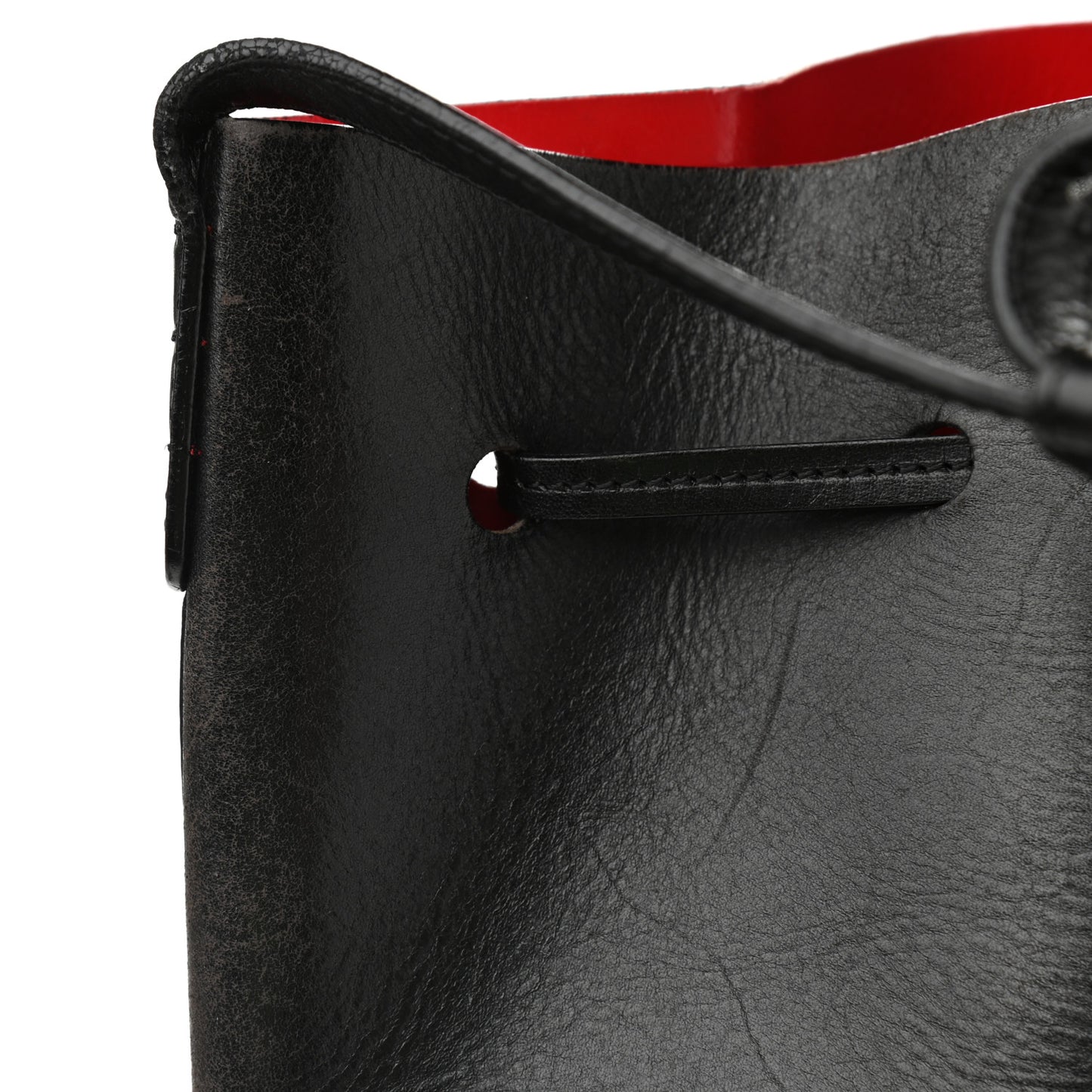 Vegetable Tanned Calfskin Bucket Bag Black Flamma