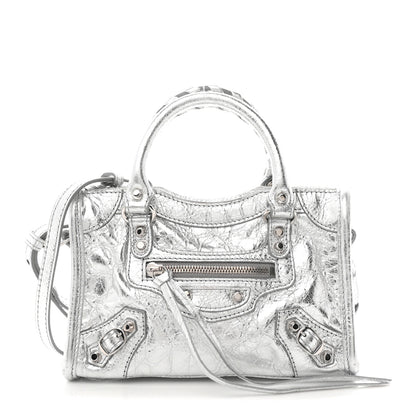 Balenciaga Metallized Arena Lambskin Classic Hardware Nano Le City Silver 1 of 10