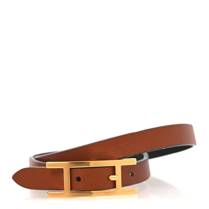 Hermes Swift Tadelakt Behapi Double Tour Reversible Bracelet T2 Black Fauve 3 of 9