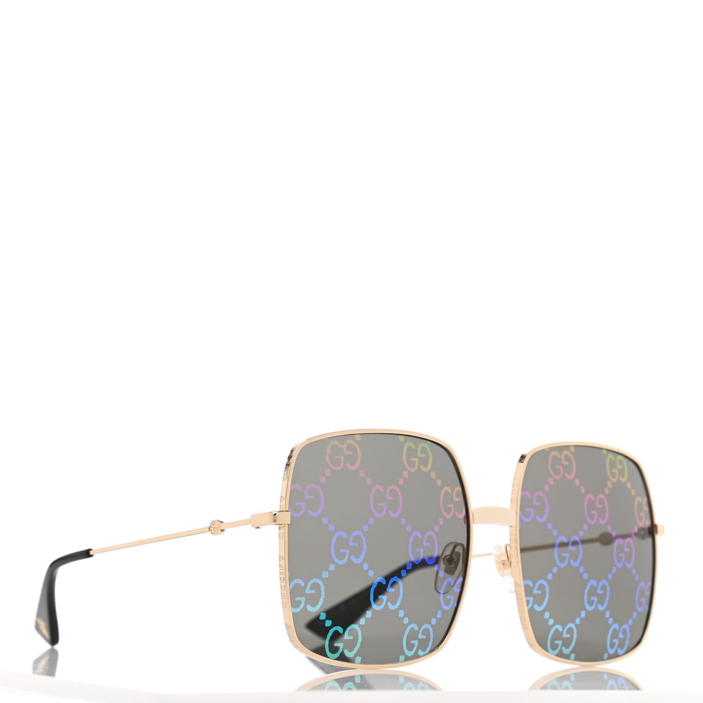 Metal Rectangular Frame Sunglasses GG0414S Gold Multicolor
