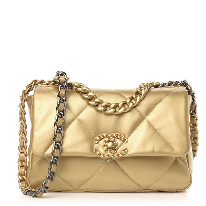 Chanel Metallic Goatskin Quilted Medium 19 Flap Gold 1 of 11