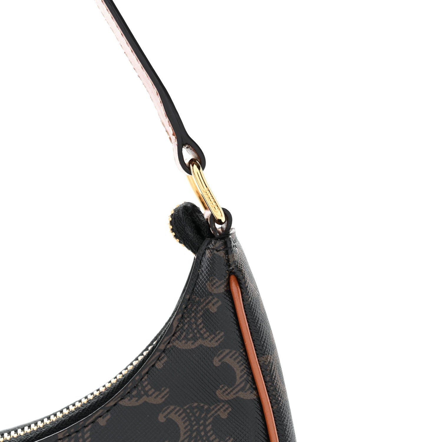 Celine Triomphe Canvas Calfskin Ava Shoulder Bag Tan 10 of 10