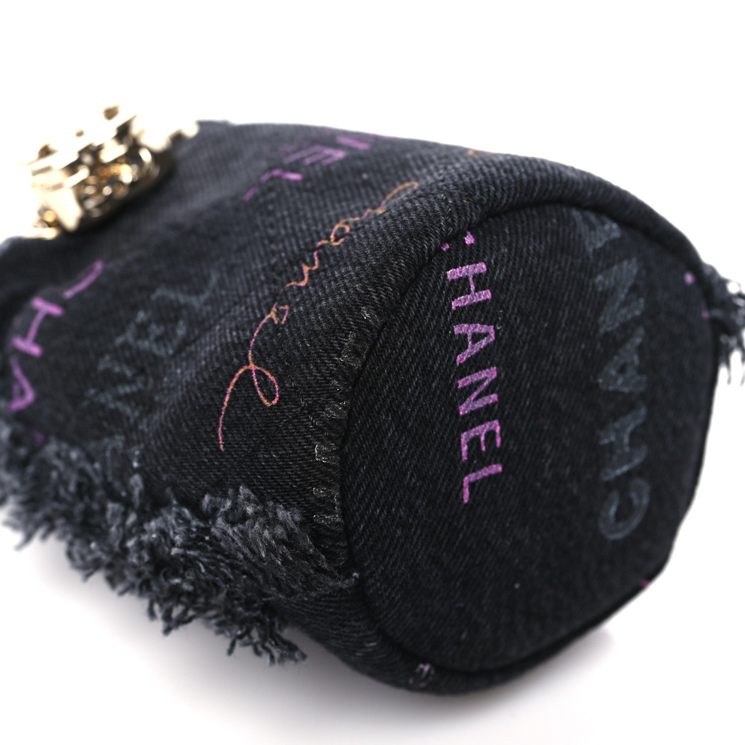 Chanel Denim Quilted Mood Mini Bucket With Chain Black Multicolor 9 of 10