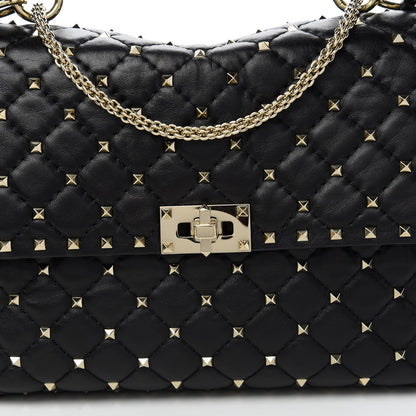 Valentino Garavani Lambskin Large Rockstud Spike Shoulder Bag Black 10 of 10