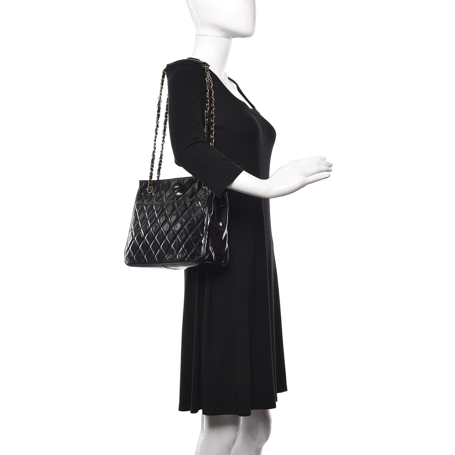 Chanel Patent Quilted Tote Black 2 of 14
