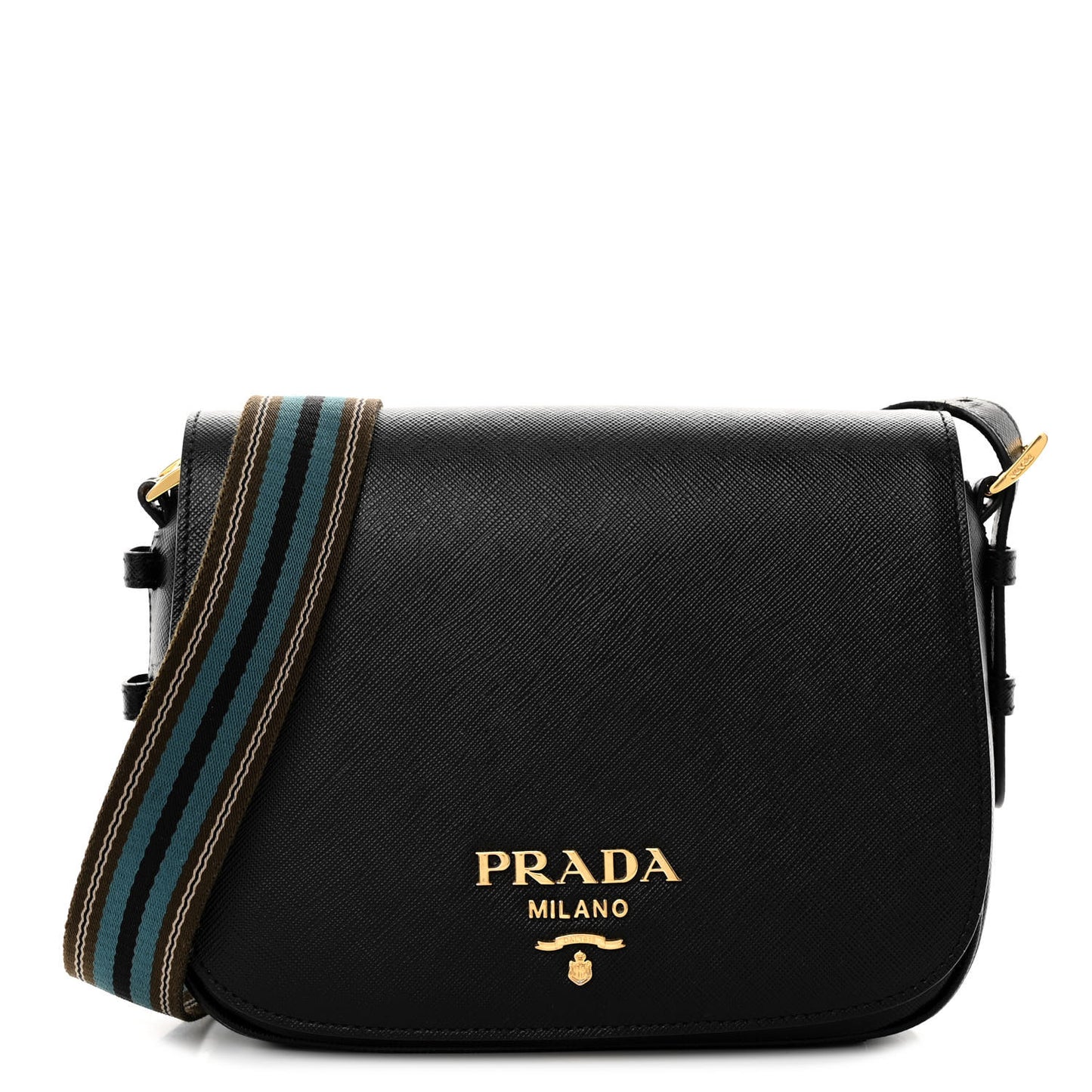Saffiano Flap Crossbody Black