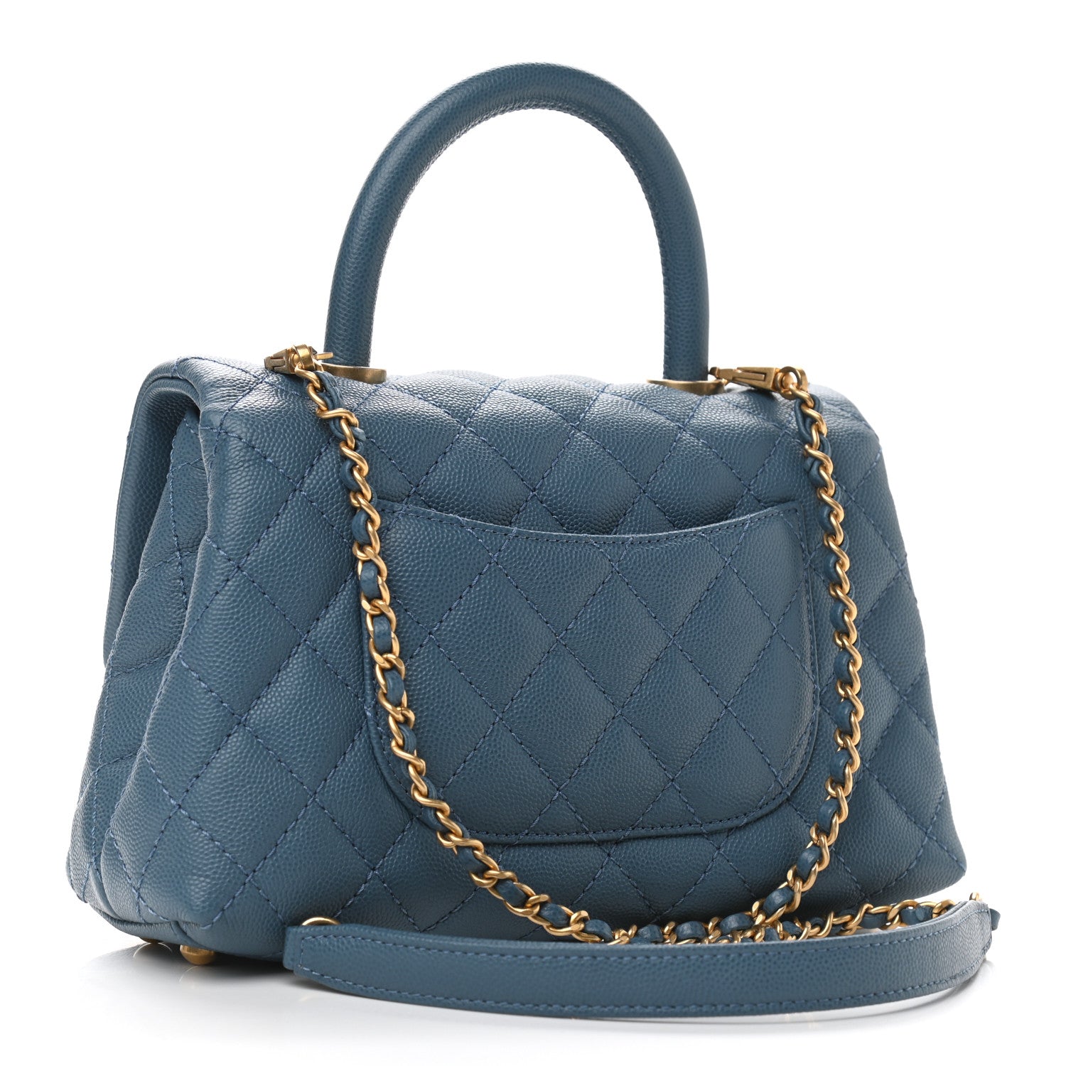 Chanel Caviar Quilted Mini Coco Handle Flap Blue 2 of 10