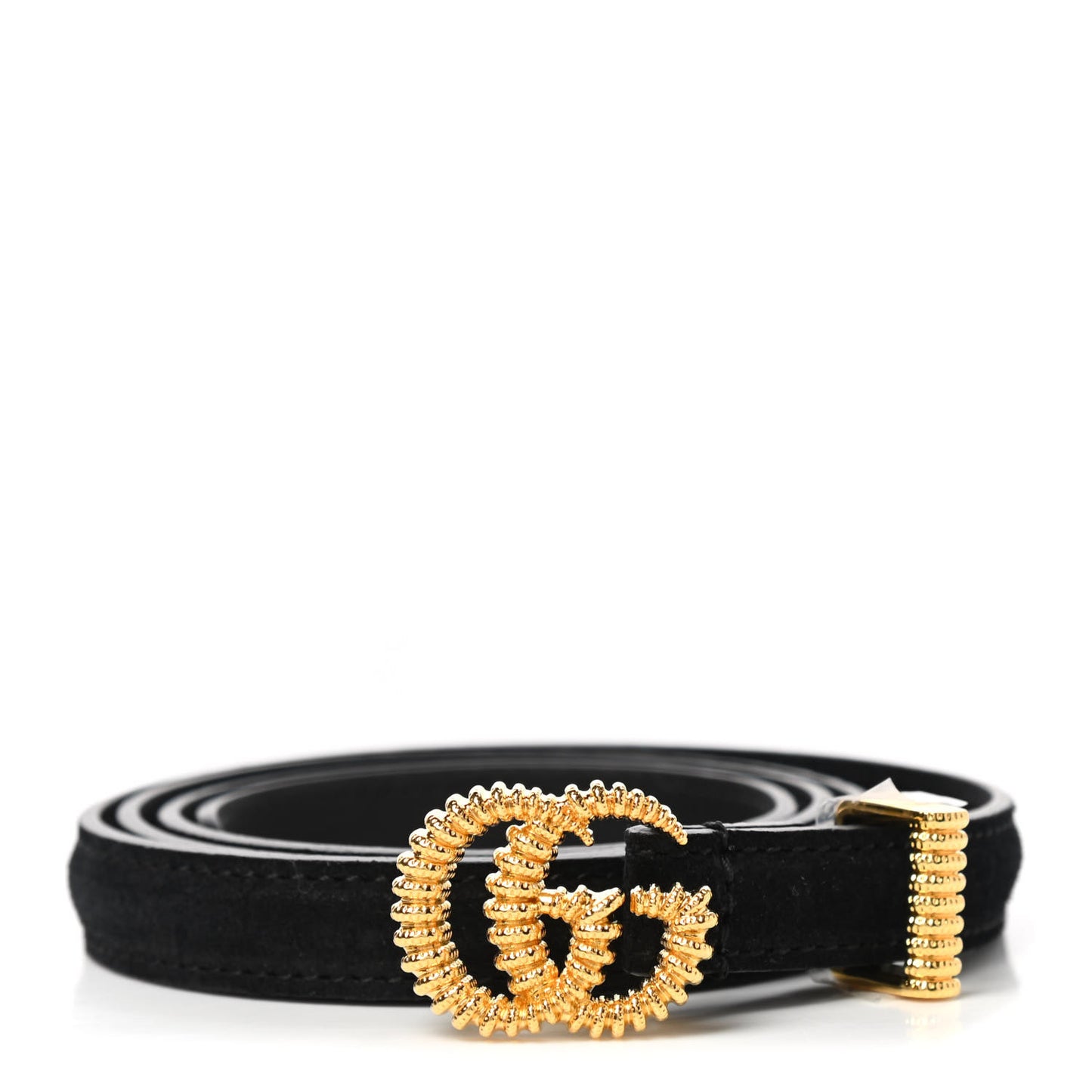 Suede Calfskin Torchon Double G 15mm Belt 85 34 Black