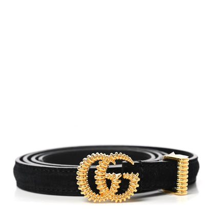 Gucci Suede Calfskin Torchon Double G 15mm Belt 85 34 Black 1 of 5
