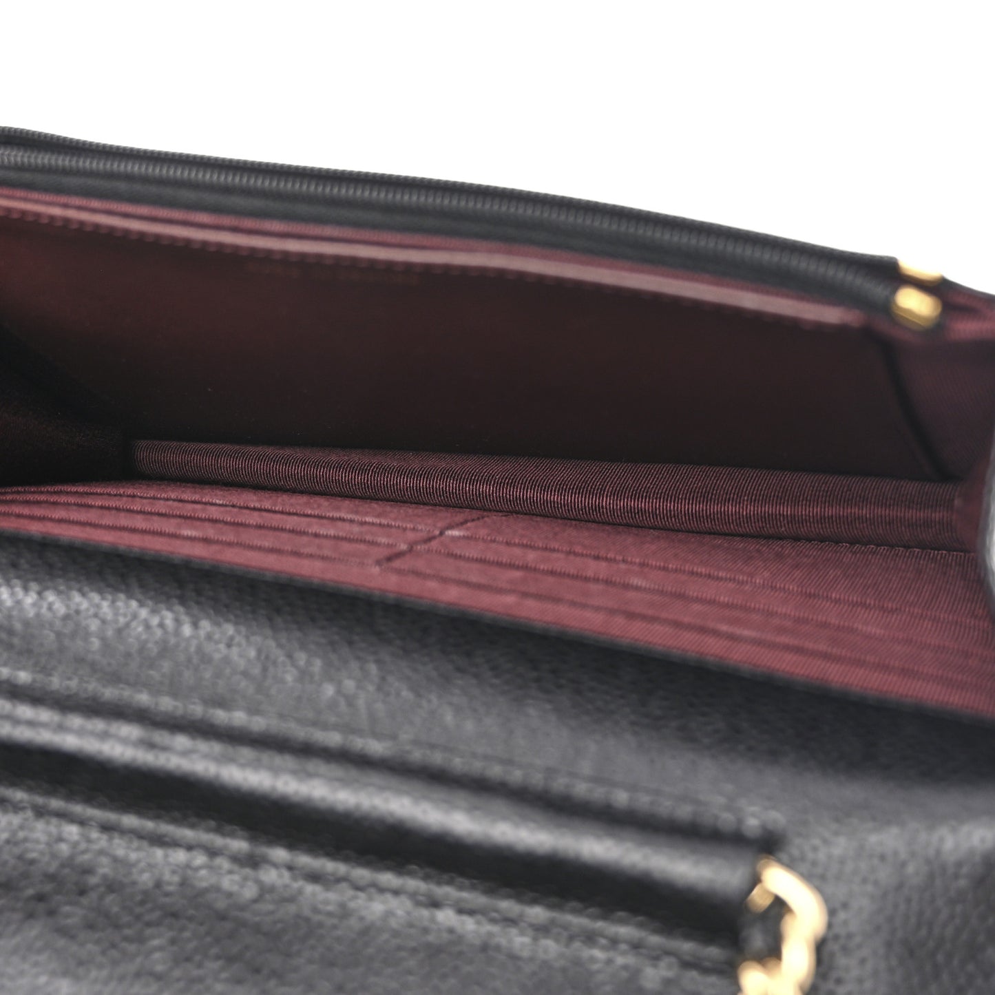 Caviar Quilted Wallet on Chain WOC Black