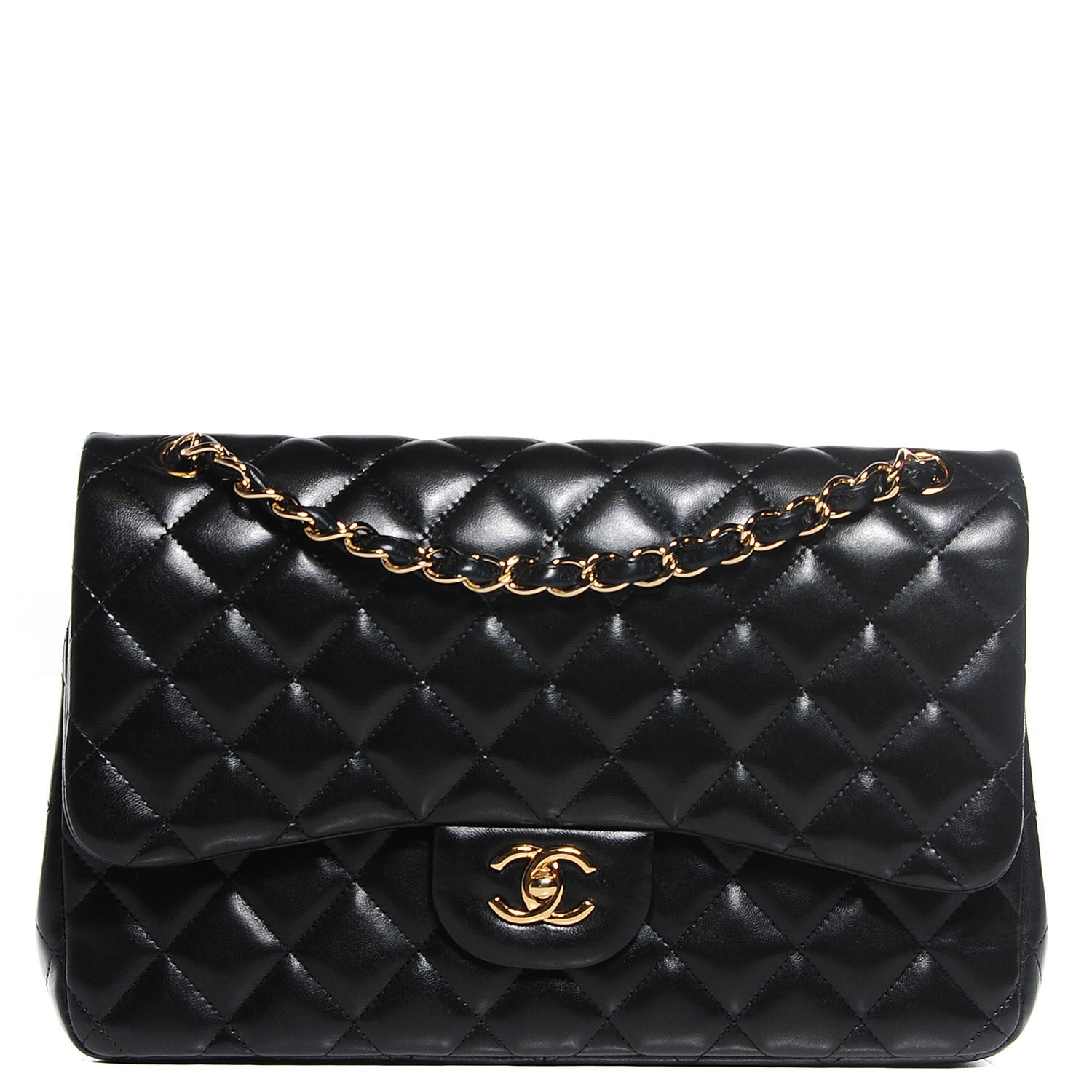 Chanel Lambskin Quilted Jumbo Double Flap Black 1 of 8