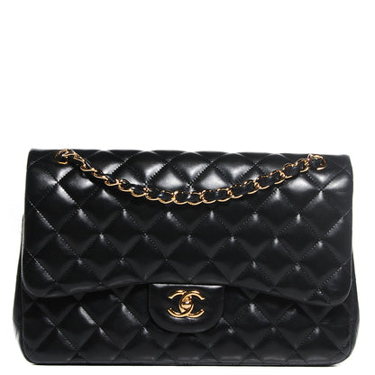 Chanel Lambskin Quilted Jumbo Double Flap Black 1 of 8