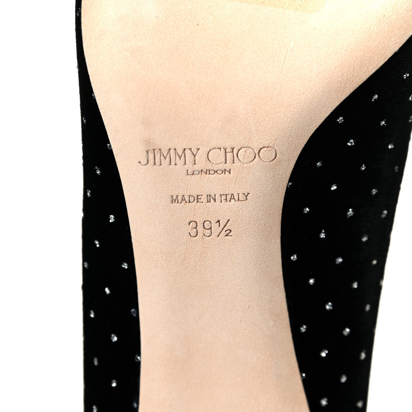 Glitter Spotted Velvet Pointy Toe Romy 60 Pumps 39.5 Black Silver
