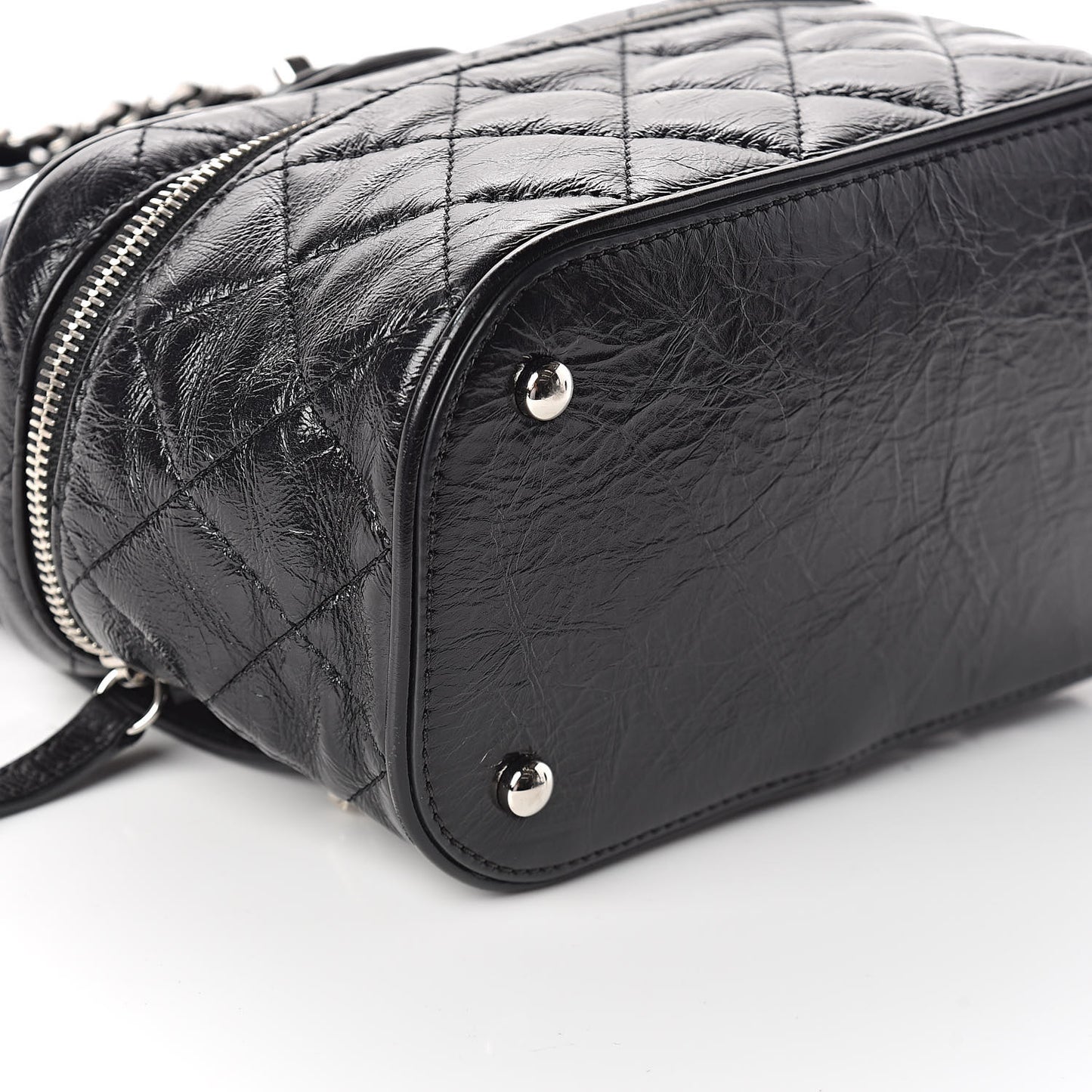 Crumpled Calfskin PVC Quilted Backpack Black