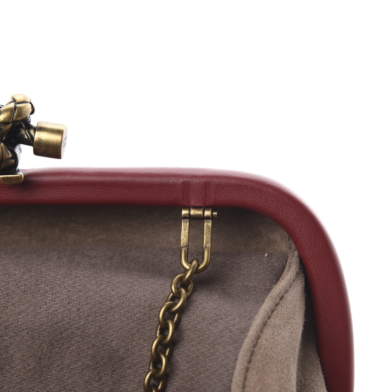 Bottega Veneta Nappa Intrecciato Chain Knot Clutch Bordeaux 10 of 11