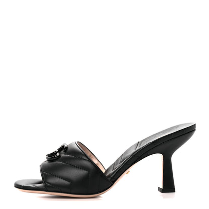 Gucci Nappa Matelasse Monochrome GG Marmont 75mm Slide Sandals 38.5 Black 1 of 9