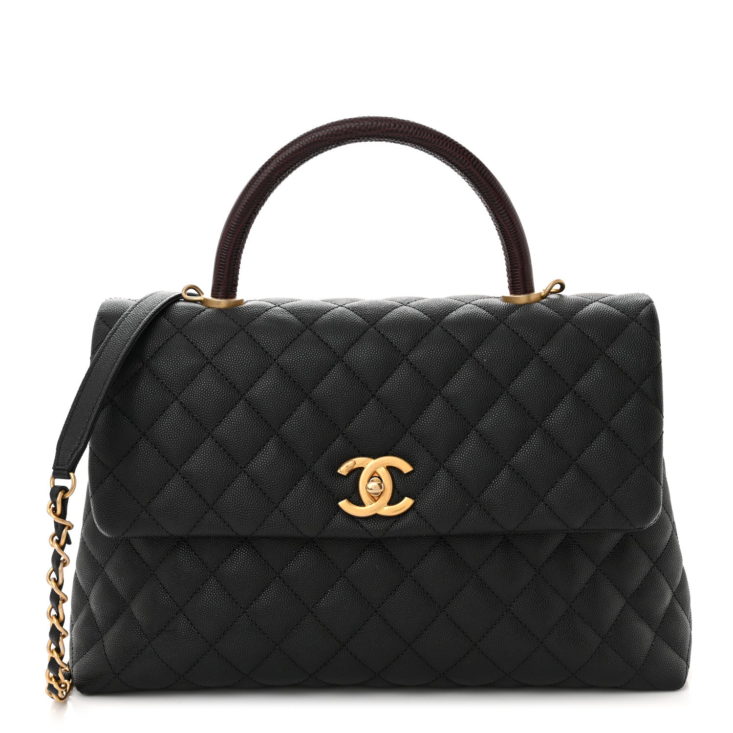 Chanel Caviar Lizard Embossed Quilted Medium Coco Handle Flap Black 1 of 11