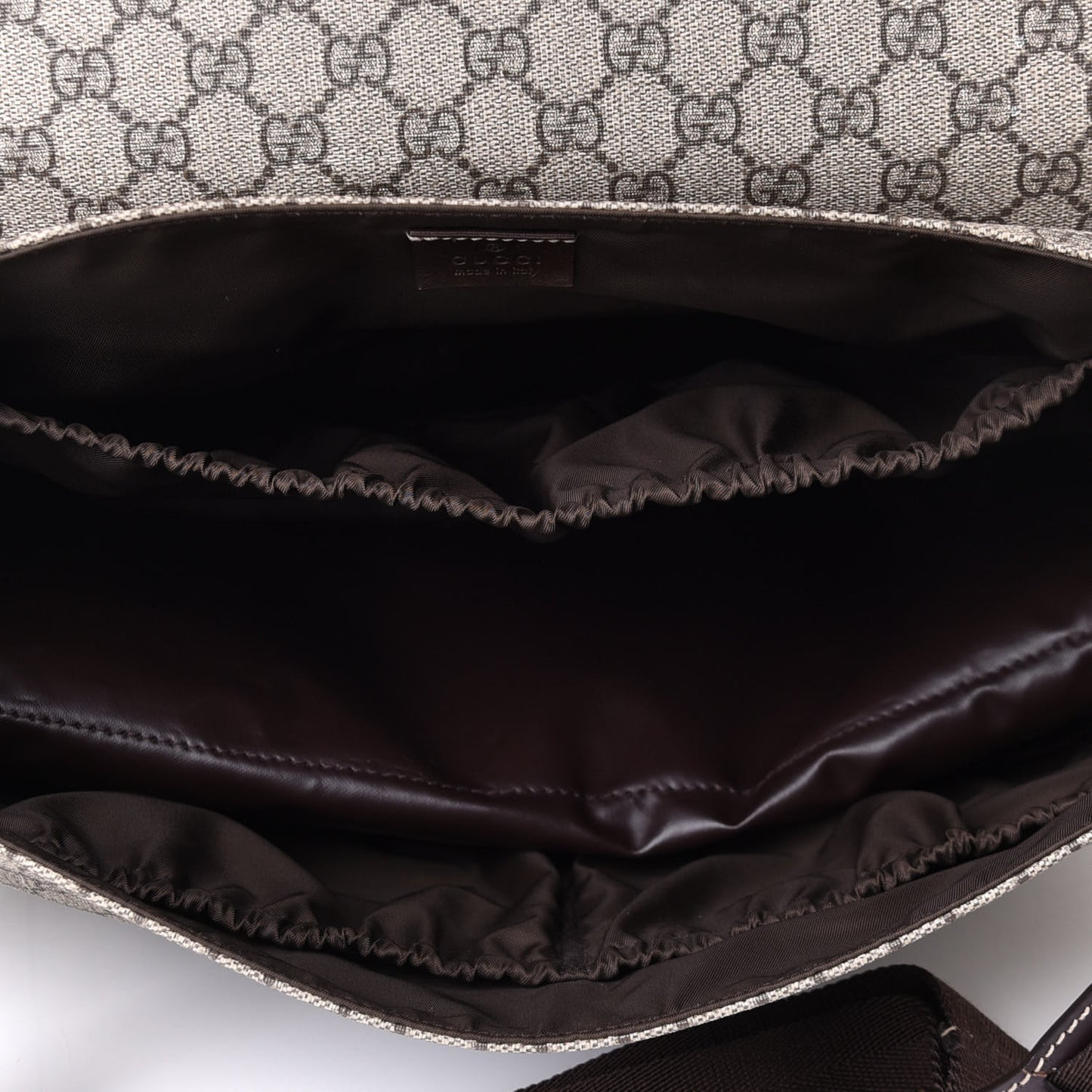 GG Plus Monogram Messenger Diaper Bag Dark Brown