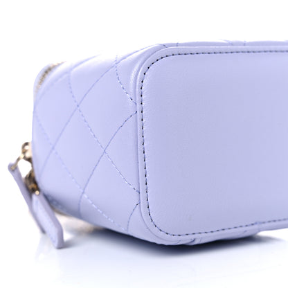 Chanel Lambskin Quilted Top Handle Mini Vanity Case With Chain Light Purple 8 of 10