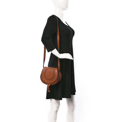 Chloe Grained Calfskin Studded Small Marcie Saddle Tan 2 of 9