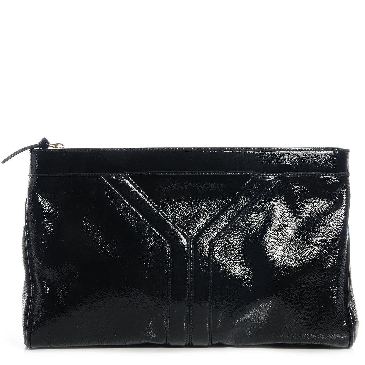 Saint Laurent Patent Oversized Cocktail Clutch Black 1 of 7