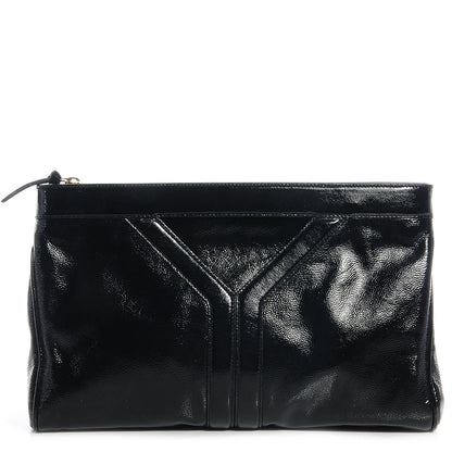 Saint Laurent Patent Oversized Cocktail Clutch Black 1 of 7