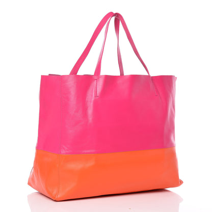 Celine Lambskin Horizontal Bi-Color Cabas Fluo Pink Fluo Orange 3 of 10